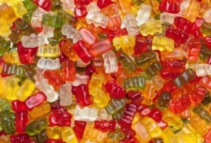 pile of gummy bears in an assortment of colors